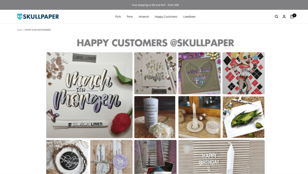 skullpaper happy customers ecommerce testimonial pages