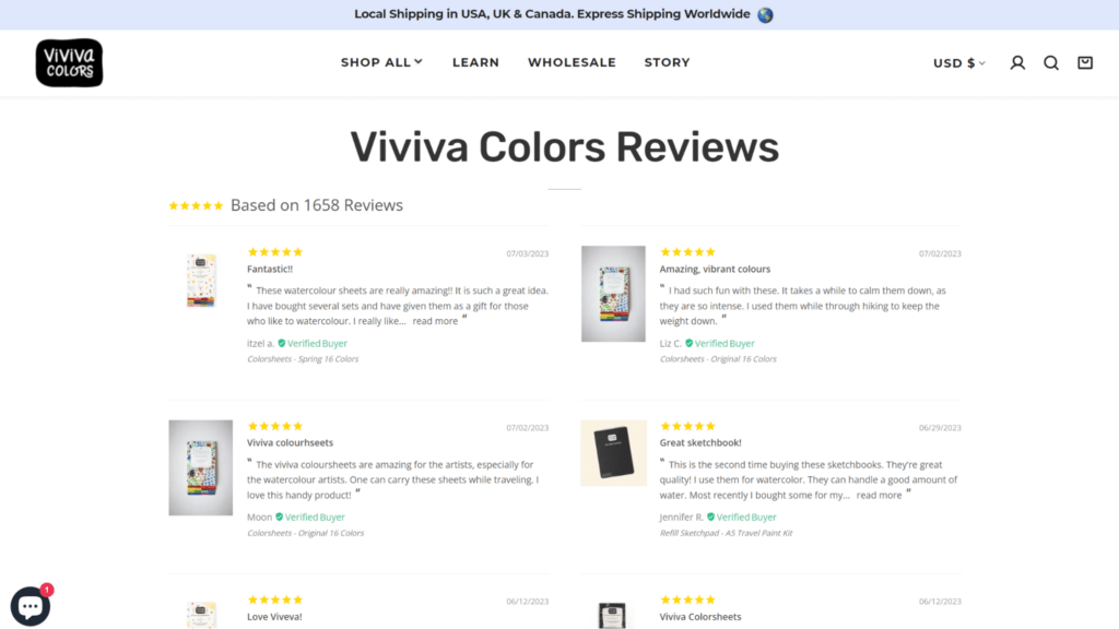 viviva colors reviews ecommerce testimonial pages