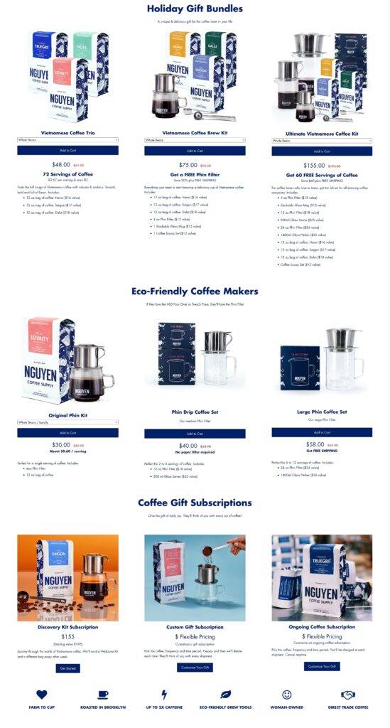 Black Friday Cyber Monday Holiday Gifts 2022 Nguyen Coffee Supply products black friday landing pages