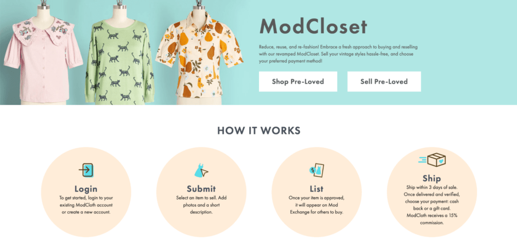 ModCloth Ecommerce Landing Page 2 ecommerce landing pages
