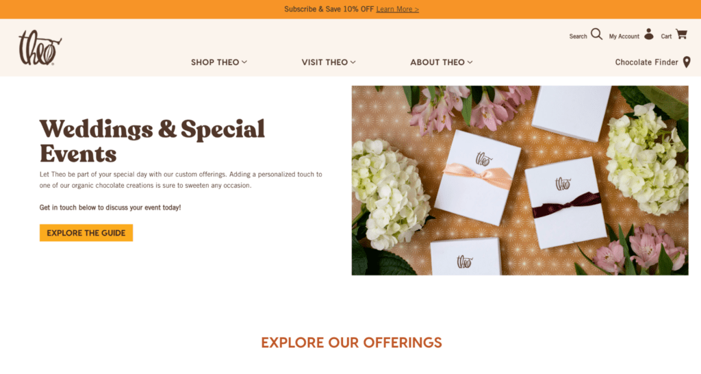 Theo Chocolate Ecommerce Landing Page 1 ecommerce landing pages