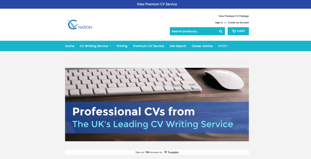 cv nation homepage sell services on shopify