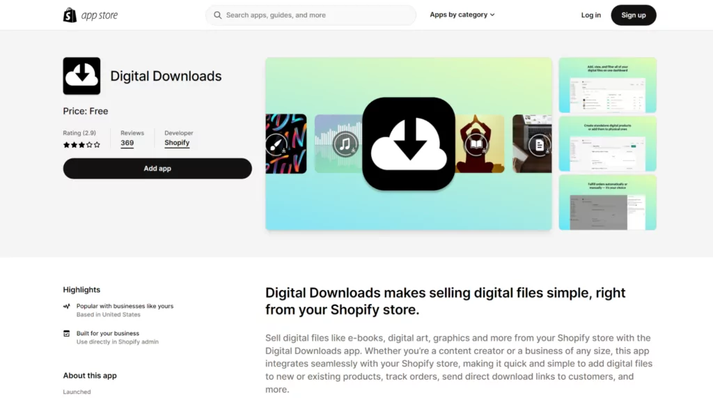 digital downloads app listing how to sell digital products on shopify