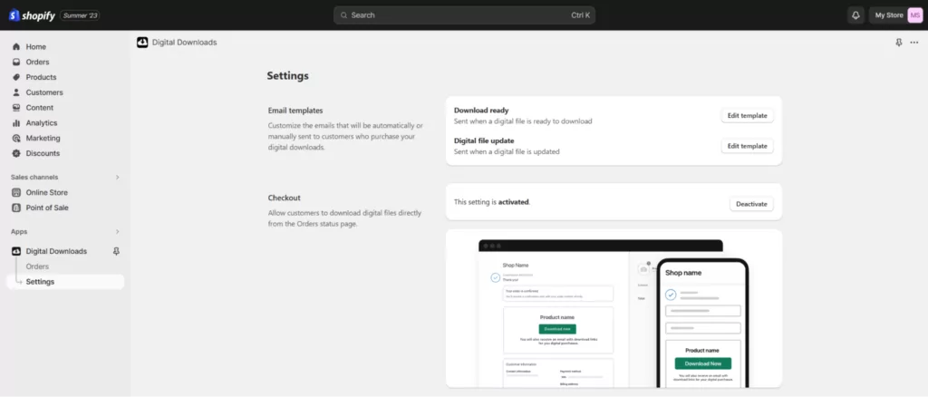 digital downloads settings how to sell digital products on shopify