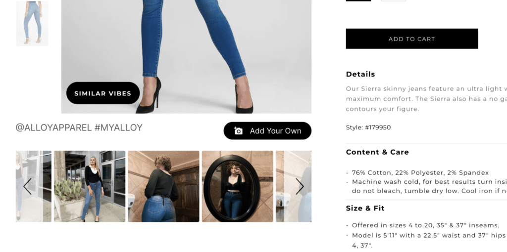 Screenshot of ALLOY APPAREL Shopify Clothing Store
