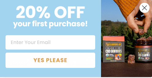 Screenshot of Cornbread CBD discount code