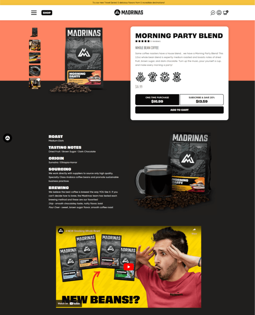 madrinas product page shopify store design