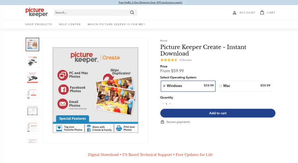 picture keeper product page how to sell digital products on shopify
