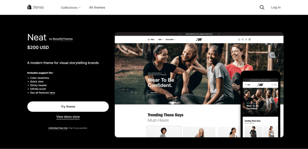 shopify neat theme sell services on shopify