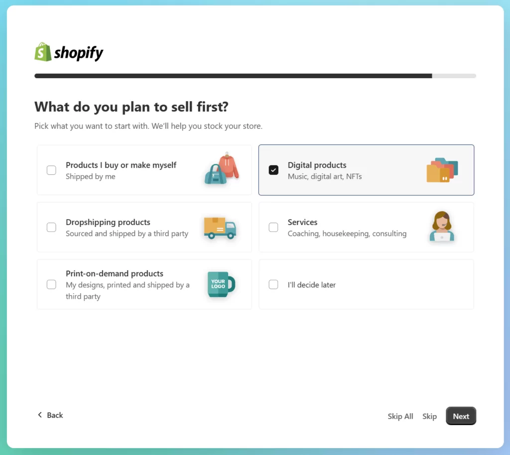 shopify onboarding products to sell how to sell digital products on shopify