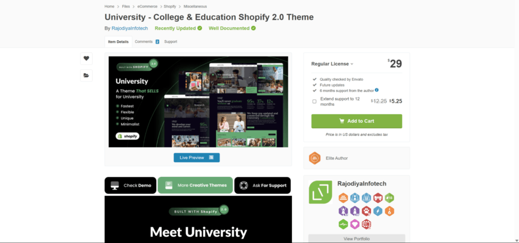university theme sell services on shopify