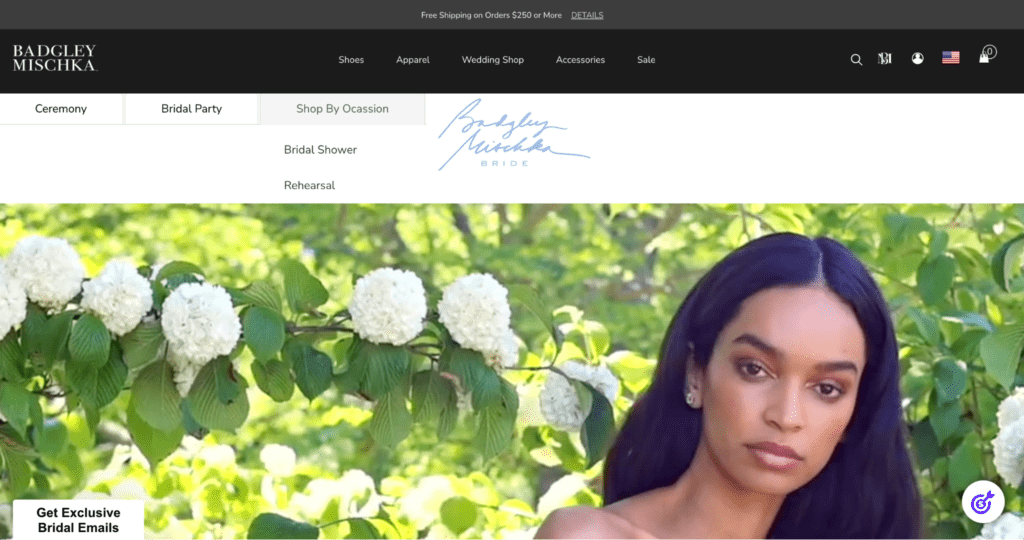 Badgley Mischka Shopify Landing Page Example 2 Shopify landing page examples