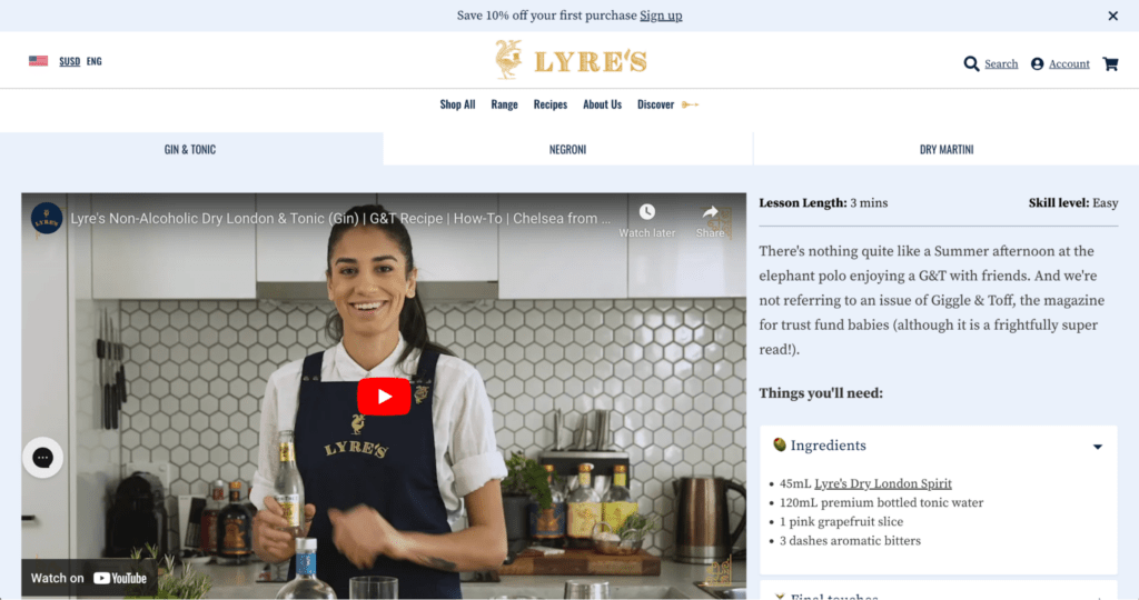 Lyres Shopify Landing Page Example 1 Shopify landing page examples