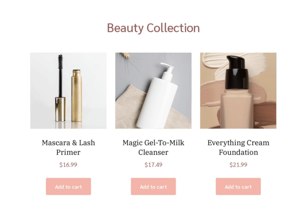 Shogun Beauty Collection Page Template 1 Shopify landing page examples