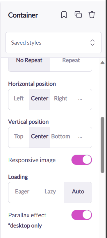 container settings shopify focal theme