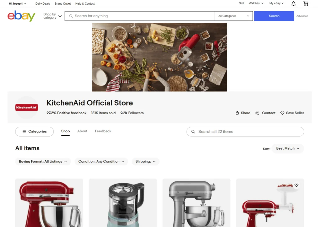 ebay kitchenaid shopify vs ebay