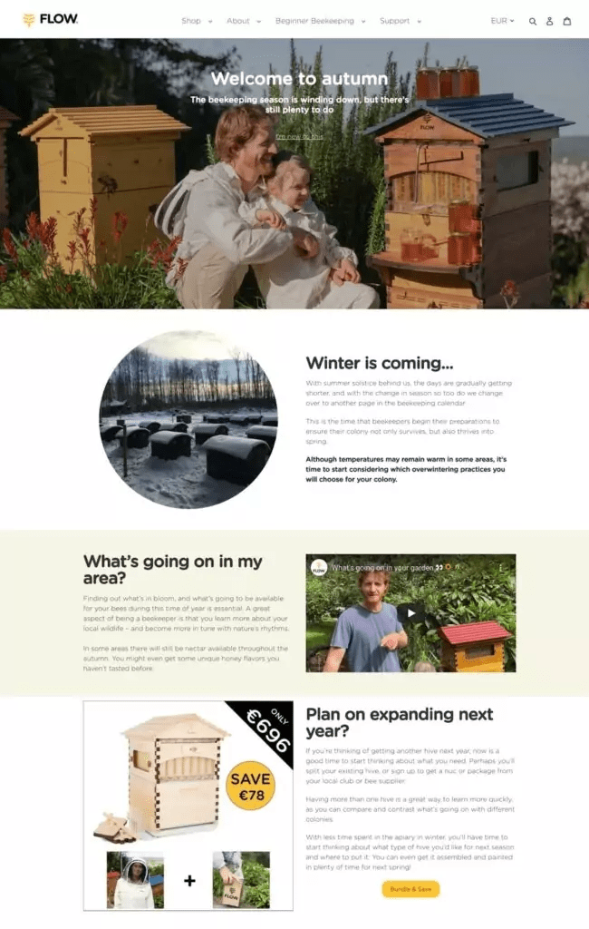 flow seasonal Shopify landing page examples