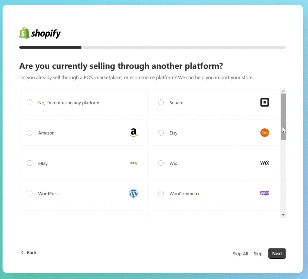 shopify channel select wix vs shopify