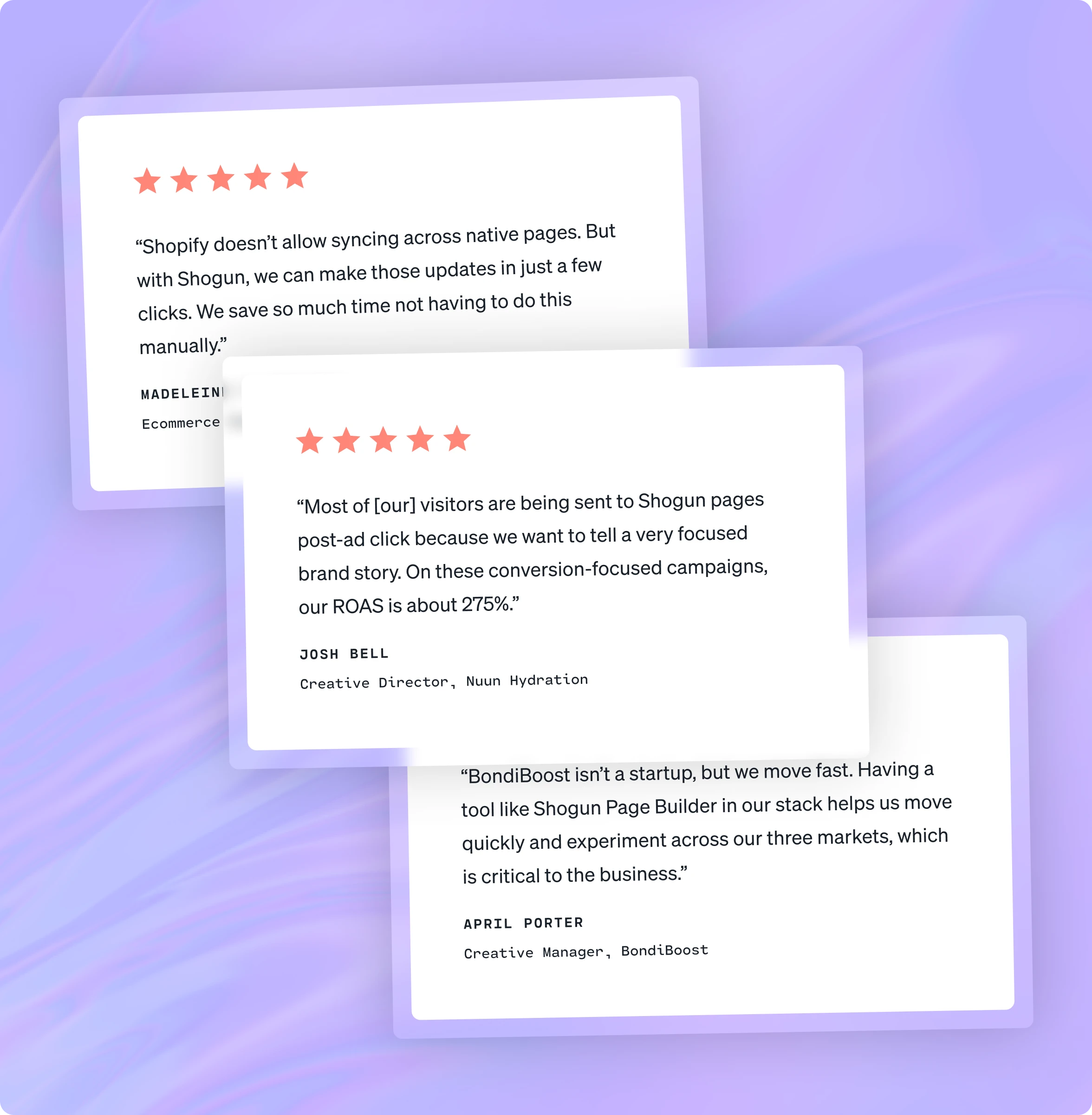 Stack of 5-star reviews