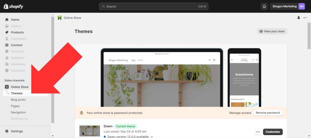 Finding Shopify Snippets within your theme admin.