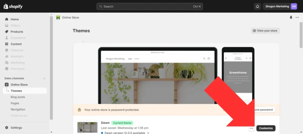 Customizing your theme in Shopify