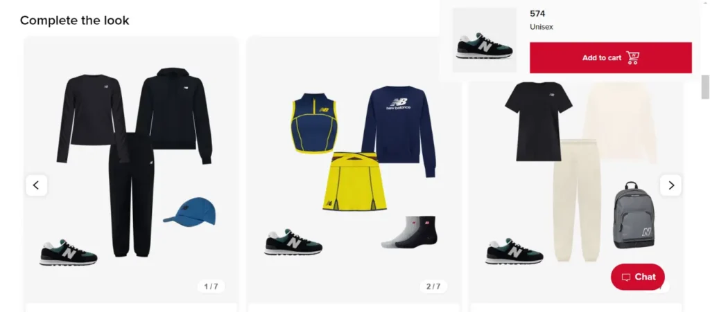 New Balance suggested outfits product page