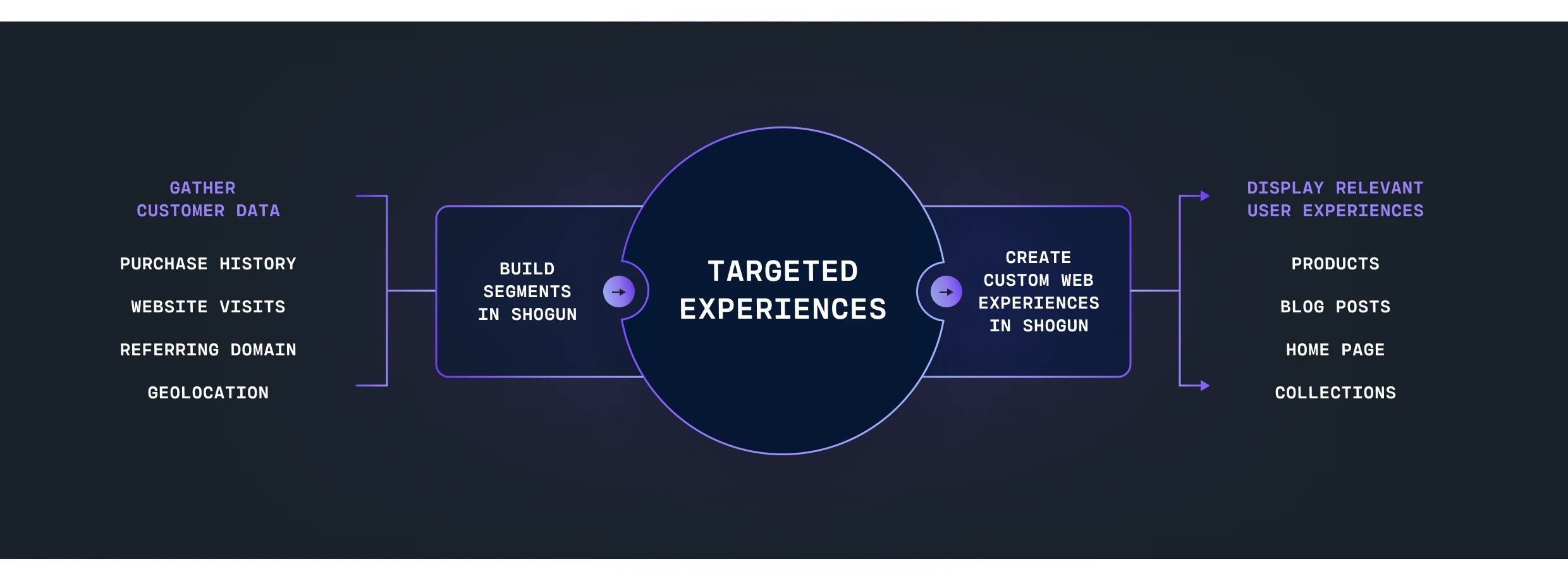 Diagram outlining how to create targeted experience in Shogun