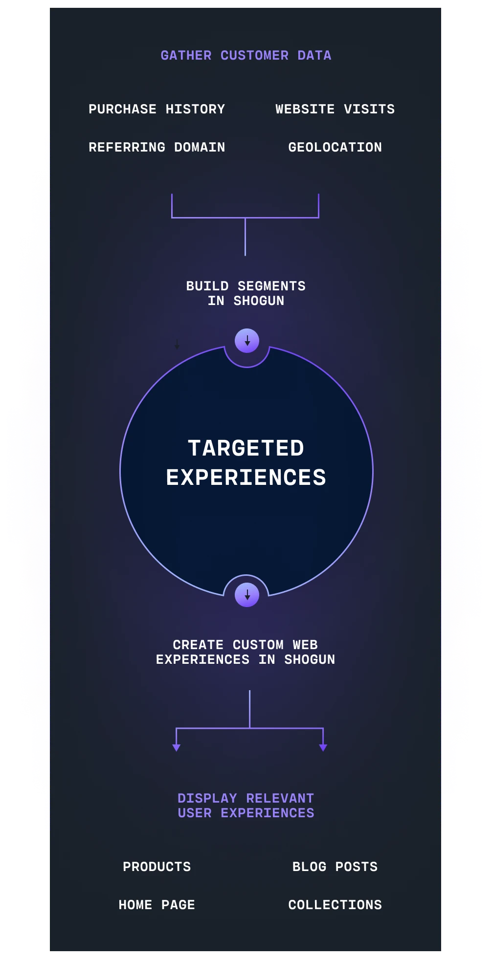 Diagram outlining how to create targeted experience in Shogun